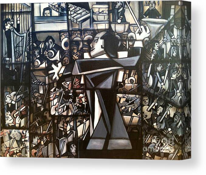 Oil On Canvas Canvas Print featuring the painting Orchestra by Ruben Archuleta - Art Gallery