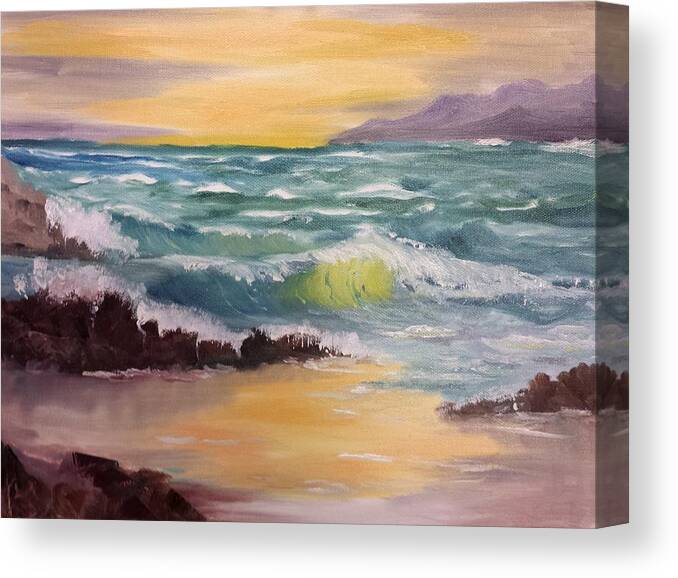 Oregon Canvas Print featuring the painting Oregon Seascape by Larry Hamilton