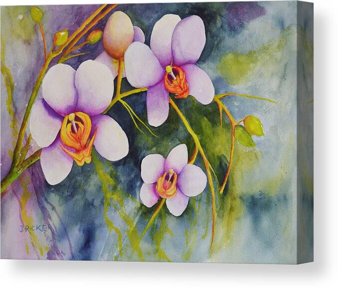 Piston Canvas Print featuring the painting Orchids in my Garden by Jane Ricker