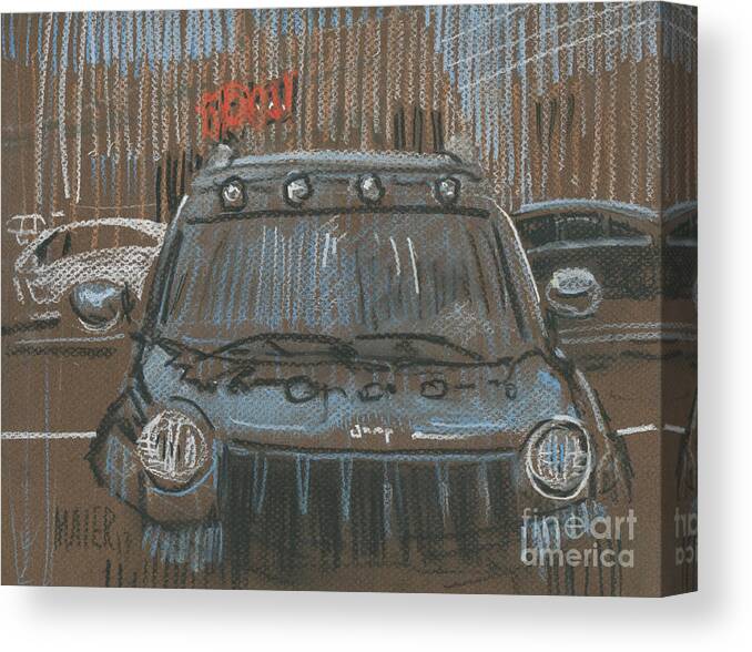 Pastel Canvas Print featuring the painting Outside BigLots by Donald Maier