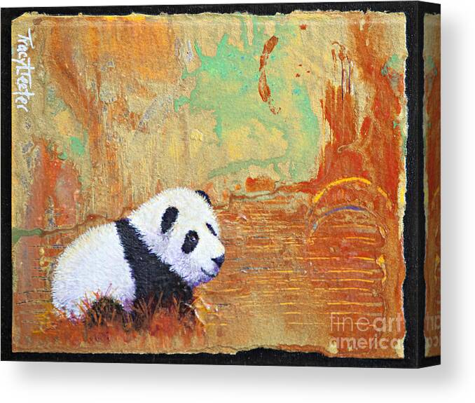 Abstract Canvas Print featuring the painting Panda Abstract by Tracy L Teeter 