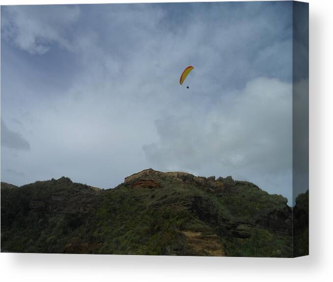 Paraglider Photograph Canvas Print featuring the pyrography Paraglider by Olivia CLover