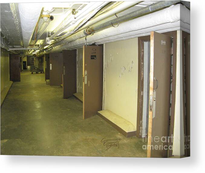 Architecture Canvas Print featuring the photograph Patient rooms in the basement by GG Burns