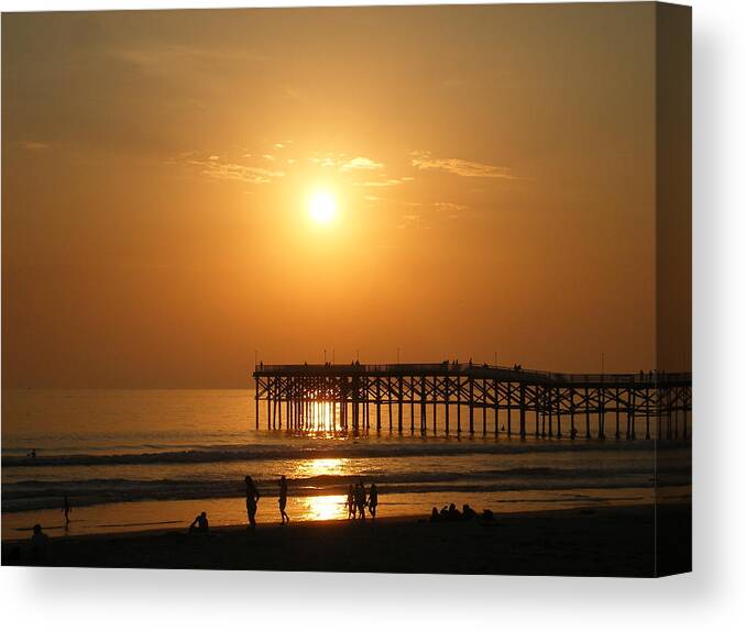 San Diego Canvas Print featuring the photograph PB sunset over the pier by Nathan Rupert