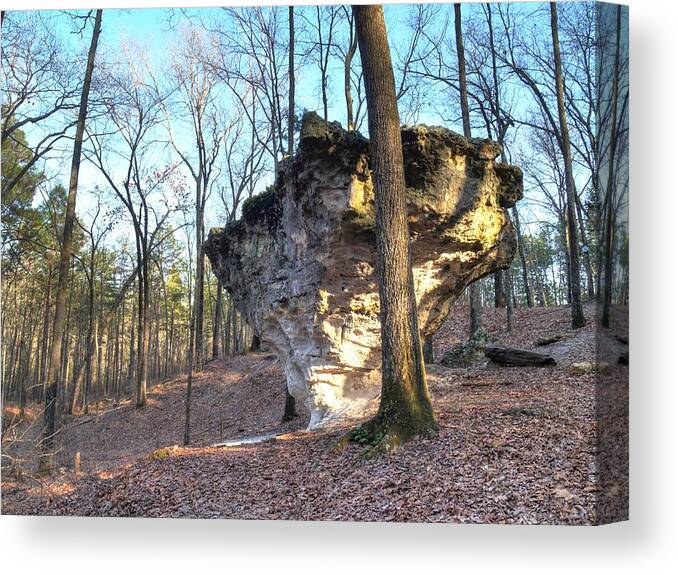 Peach Canvas Print featuring the photograph Peach Tree Rock-2 by Charles Hite