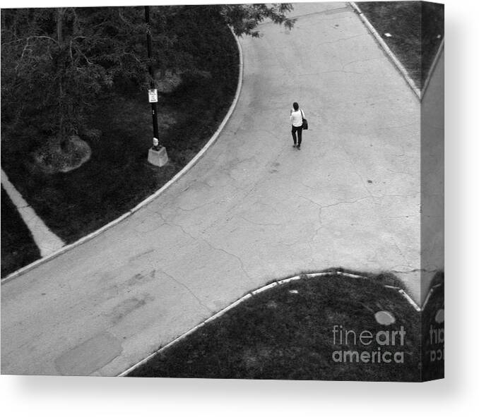 People Canvas Print featuring the photograph Person on Walkway by Tom Brickhouse