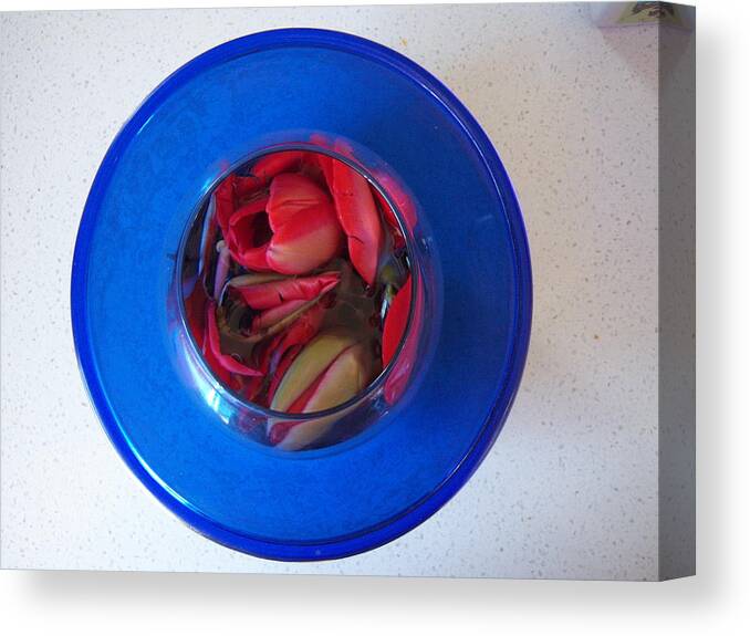 Flowers Canvas Print featuring the photograph Petals in vase in vase by Conor Murphy