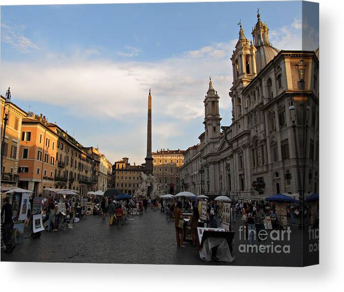 Architecture Canvas Print featuring the photograph Piazza Navona at Sunset by Kiril Stanchev