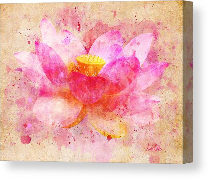 Lotus Canvas Print featuring the digital art Pink Lotus Flower Abstract Artwork by Nikki Marie Smith