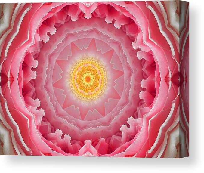 Mandalas Canvas Print featuring the digital art Pink Rose Sunshine Mandala by Diane Lynn Hix
