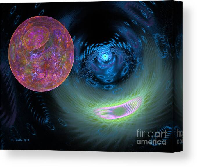 Planet Canvas Print featuring the digital art Planetary Evolution Abstract Fractal by Dee Flouton