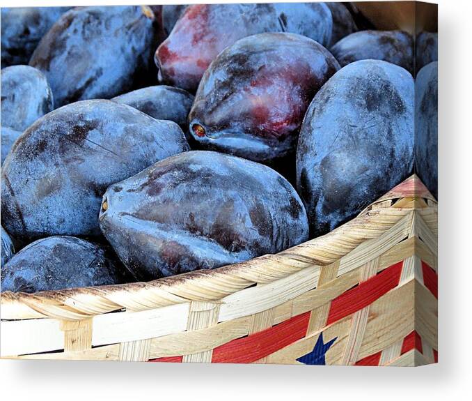 Plums Canvas Print featuring the photograph Plums for Sale by Janice Drew