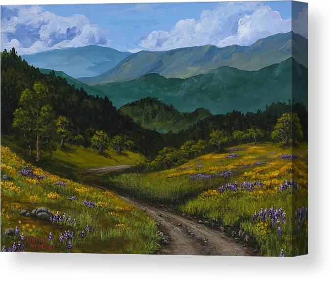 Landscape Canvas Print featuring the painting Poppies In Spring by Darice Machel McGuire