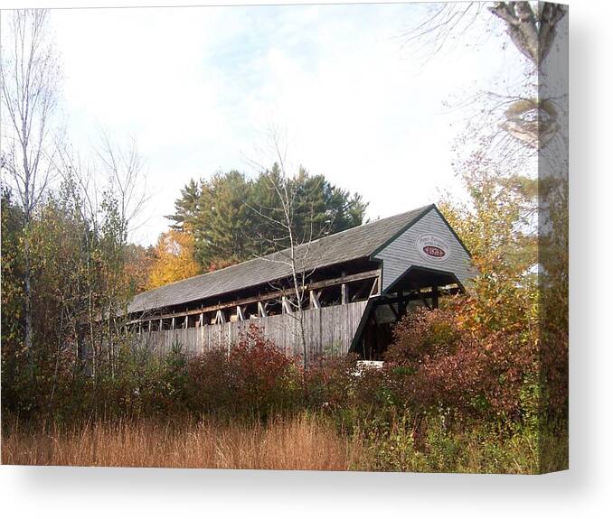 Parsonfield. Porter Canvas Print featuring the photograph Porter Covered Bridge by Catherine Gagne