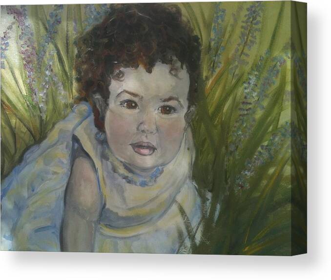 Child Portrait Canvas Print featuring the painting Portrait of Alexandra Rose by Alexandria Weaselwise Busen
