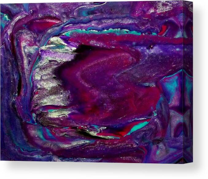 Abstract Canvas Print featuring the mixed media Purple Craze by Deborah Stanley