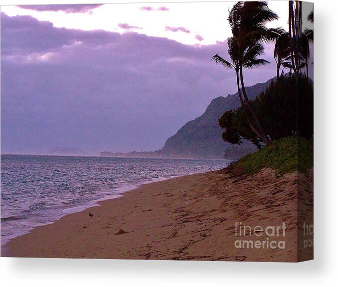 Oahu Canvas Print featuring the photograph Purple Sunset after the Storm by Brigitte Emme