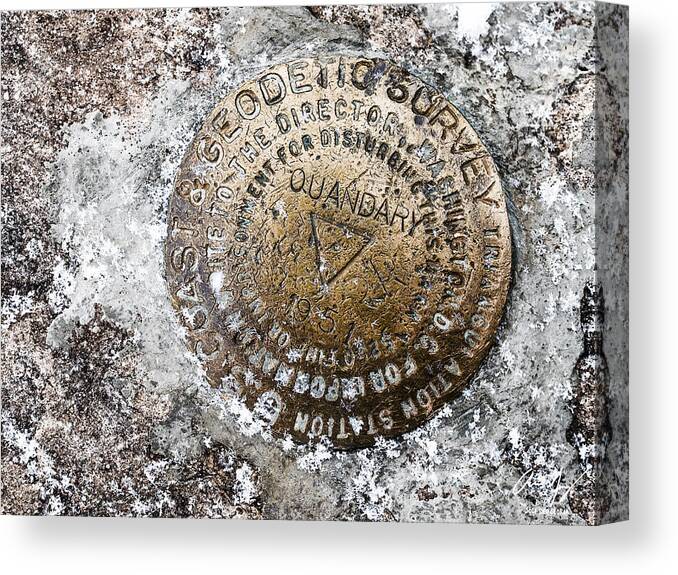 Geological Canvas Print featuring the photograph Quandary Survey Marker by Aaron Spong