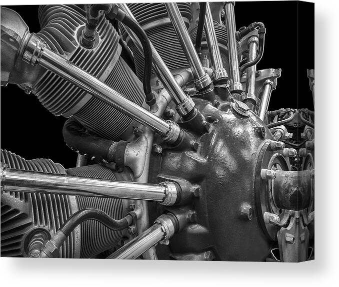 Pima Air Museum Canvas Print featuring the photograph Radial Aircraft Engine by Gary Warnimont