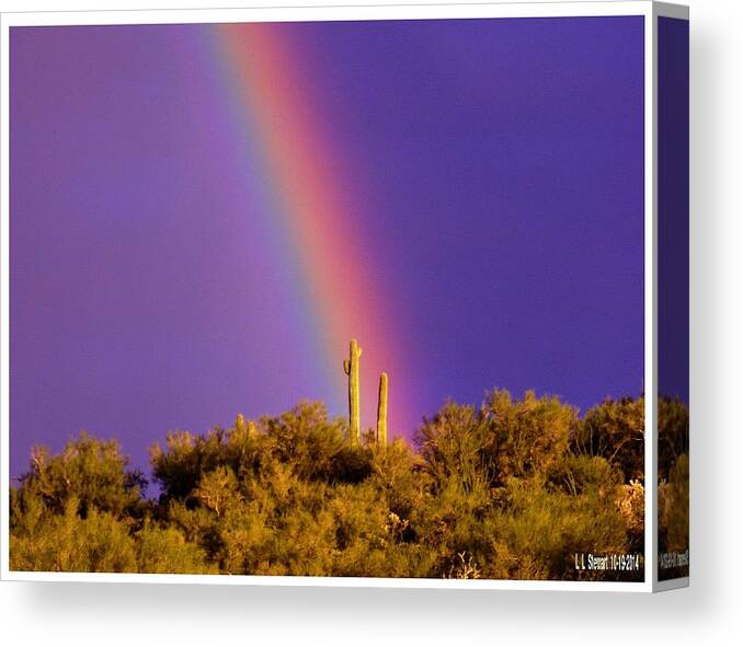 Arizona Canvas Print featuring the photograph Rainbow on The Ridge by L L Stewart