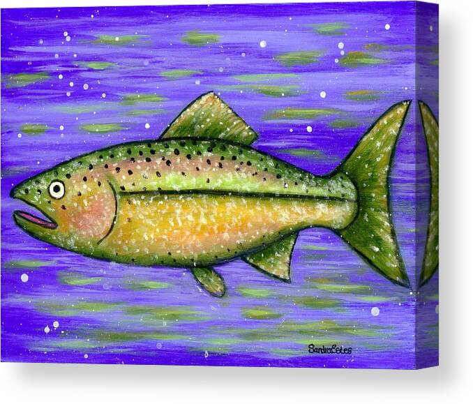 Fish Canvas Print featuring the painting Rainbow Trout by Sandra Estes