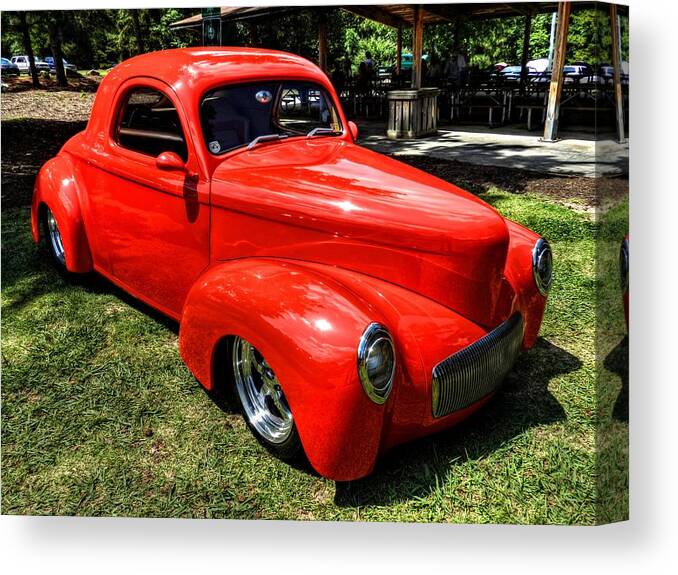 Hot Rod Canvas Print featuring the photograph Red 41 Willys Coupe 001 by Lance Vaughn