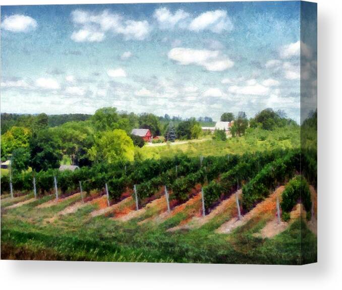 Vineyards Canvas Print featuring the photograph Red Barn on Old Mission Peninsula by Michelle Calkins