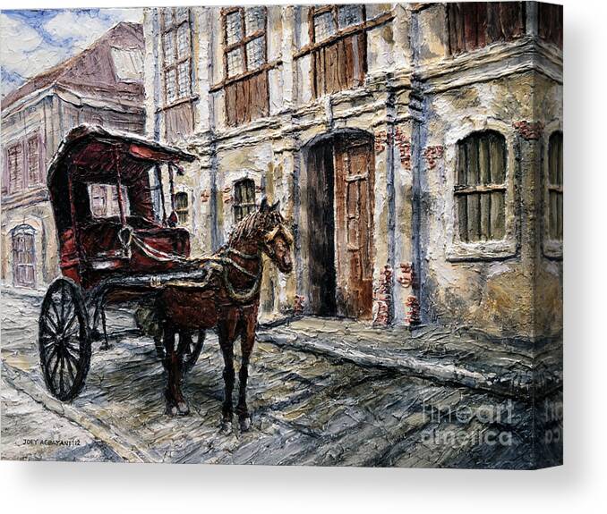 Carriage Canvas Print featuring the painting Red Carriage by Joey Agbayani