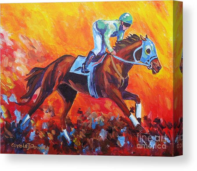 Horse Canvas Print featuring the painting Red Dawn Workout by Carole Powell