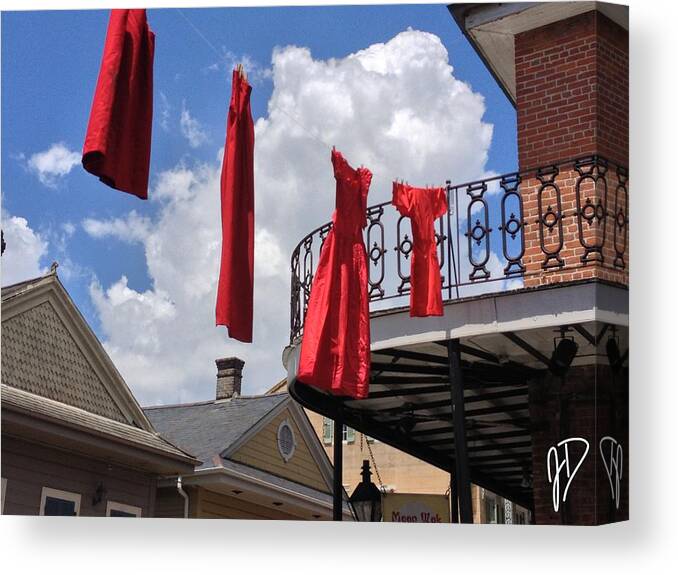 Red Canvas Print featuring the photograph Red Dress Lineup by John Duplantis