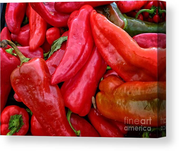 Red Canvas Print featuring the photograph Red Peppers by Dee Flouton