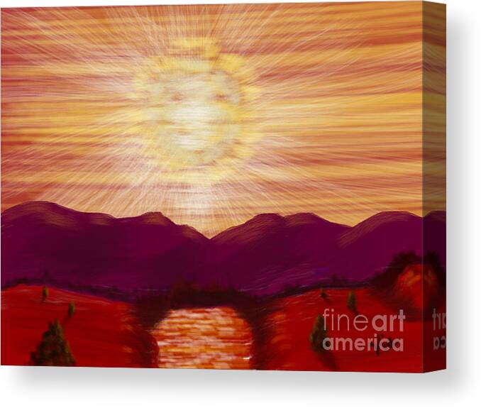 Landscape Canvas Print featuring the painting Red River Glory by Judy Via-Wolff