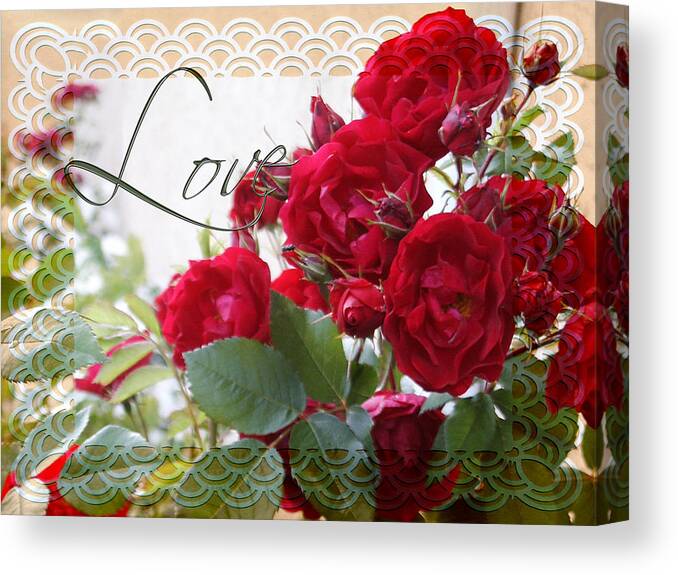 Love Canvas Print featuring the photograph Red Roses Love And Lace by Sandra Foster