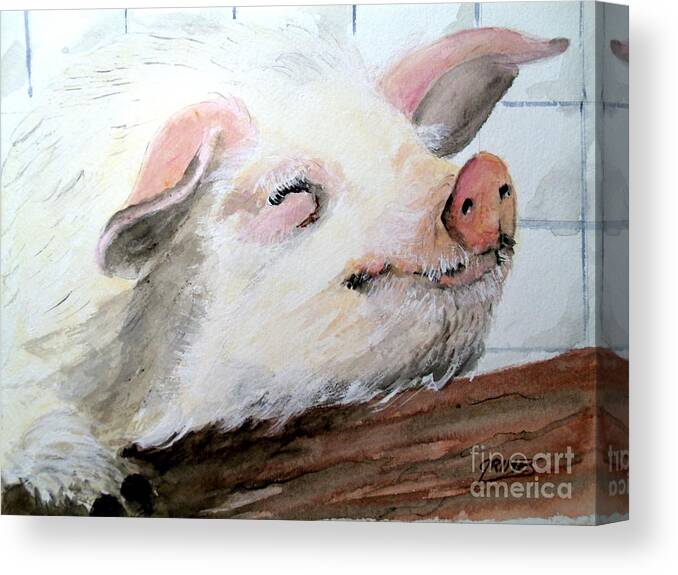 Piglet Canvas Print featuring the painting Resting my Chops by Carol Grimes