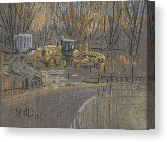 Grader Canvas Print featuring the painting Road Grader by Donald Maier
