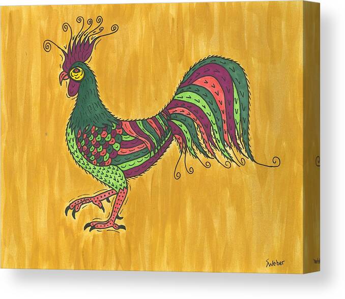 Rooster Canvas Print featuring the painting Rooster Strut by Susie Weber