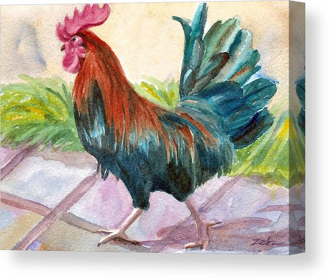 Rooster Art Canvas Print featuring the painting Rooster by Janet Zeh