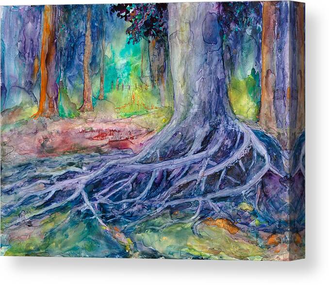 Landscape Canvas Print featuring the painting Roots by Gary DeBroekert