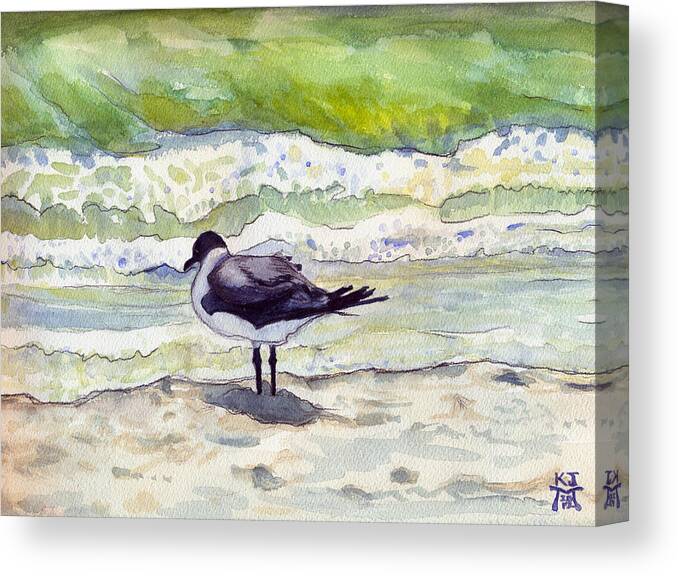 Seagull Canvas Print featuring the painting Rough Waters Ahead by Katherine Miller