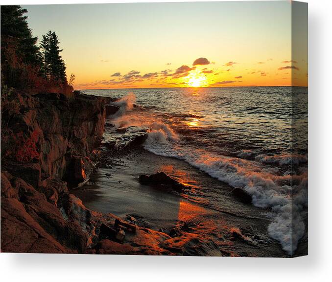 Jim Canvas Print featuring the photograph Rugged Shore Fall by James Peterson