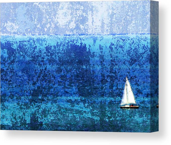 Sailboat Canvas Print featuring the digital art Sailboat w Texture by Anita Burgermeister