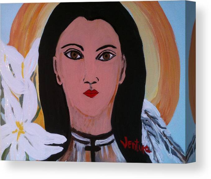 Saint Canvas Print featuring the painting Saint Kateri Takekwitha by Clare Ventura