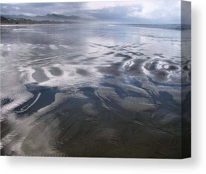 Sand Canvas Print featuring the photograph Sand Sea Sky by Lora Fisher