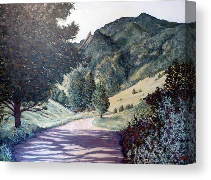 Boulder Canvas Print featuring the painting Sanitas Trail Boulder Colorado by Tom Roderick