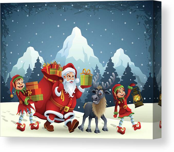 Scenics Canvas Print featuring the digital art Santa Claus Is Coming by Alonzodesign