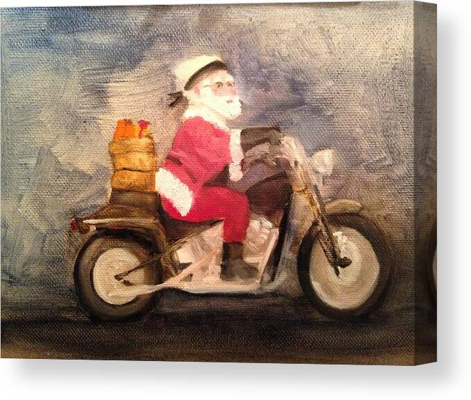 Santa Canvas Print featuring the painting Santa Clause is Coming to Town by Sheila Mashaw