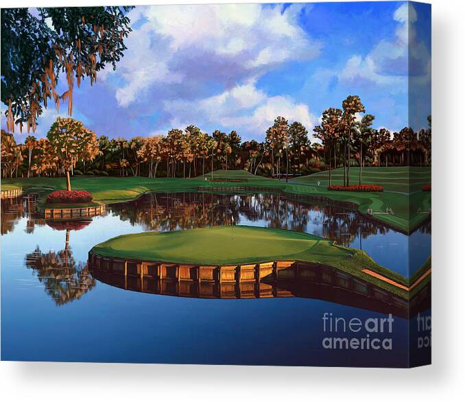 Sawgrass 17th Hole Canvas Print featuring the painting Sawgrass 17th Hole by Tim Gilliland