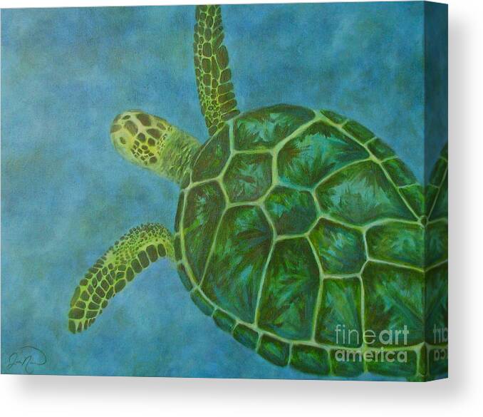 Underwater Canvas Print featuring the painting Sea Turtle by Julie Neuman