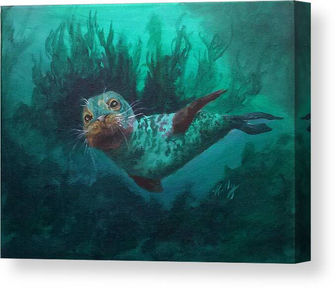 Seal Canvas Print featuring the painting Seal by Kathleen Kelly Thompson
