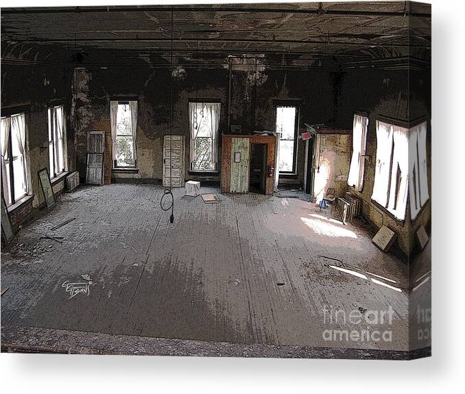 Wendell Canvas Print featuring the photograph Secrets lie in the dust of the forgotten ballroom by GG Burns